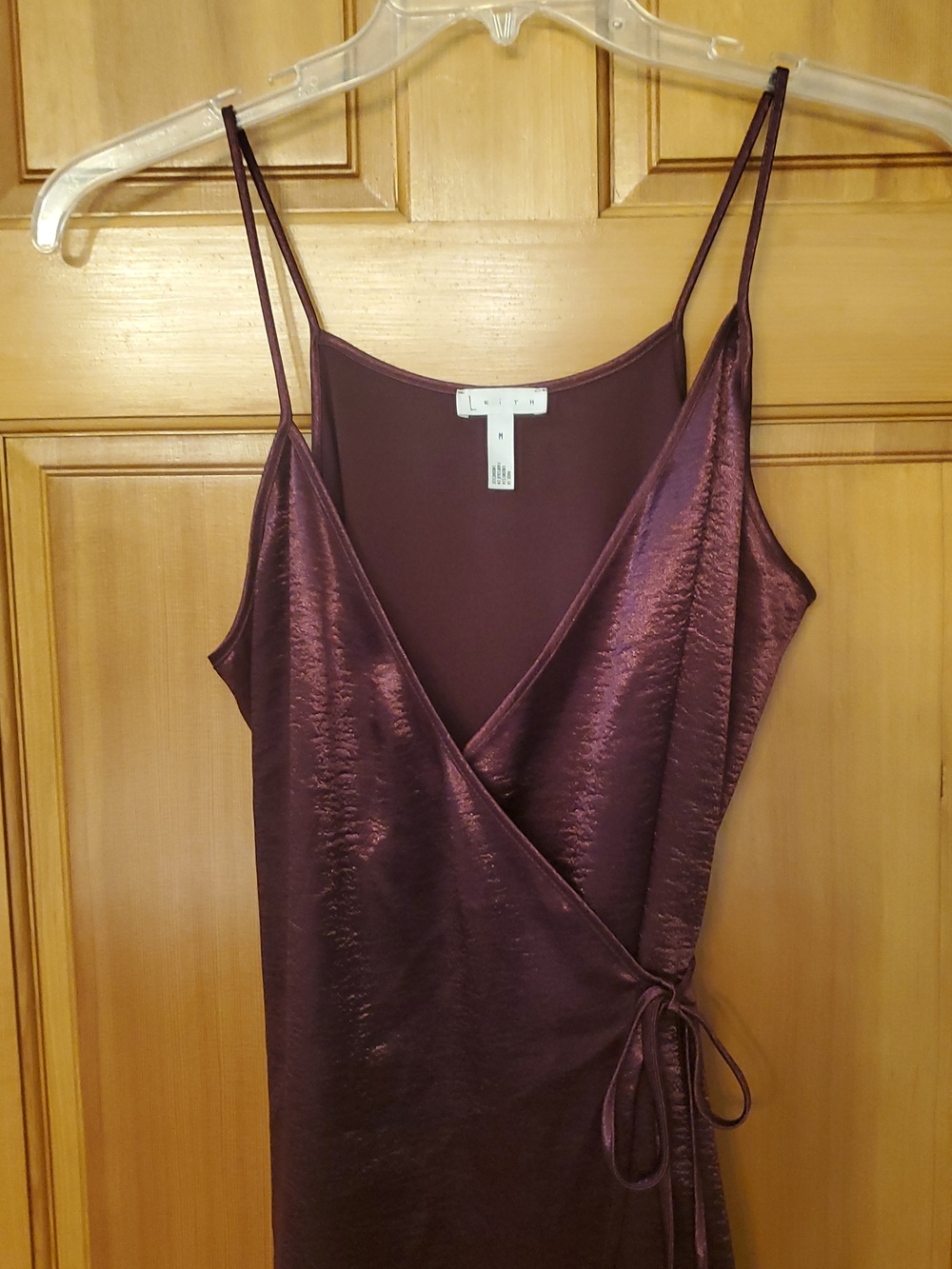 Leith Purple Textured Satin Asymmetrical Wrap Slip Dress Size M - Picture 6 of 8